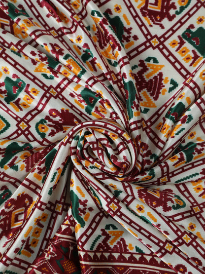 MAROON & CREAM PATOLA IKKAT PRINT DUPATTA