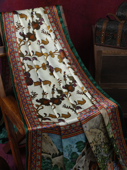 Pichwai With Kalamkari Ramayan theme Dupatta