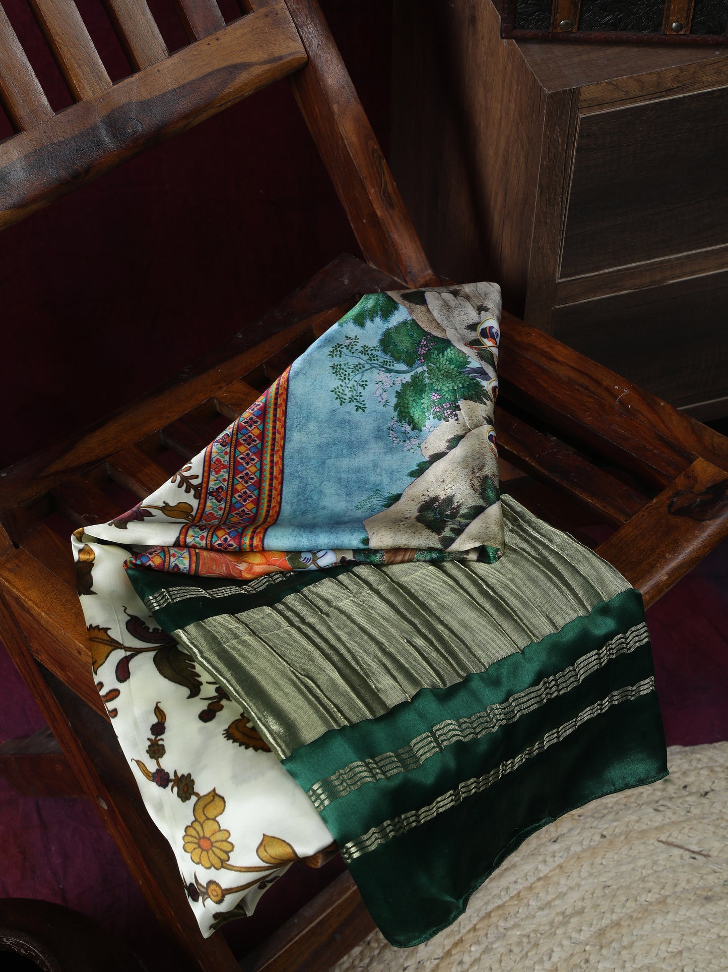 pichwai with kalamkari ramayan theme dupatta