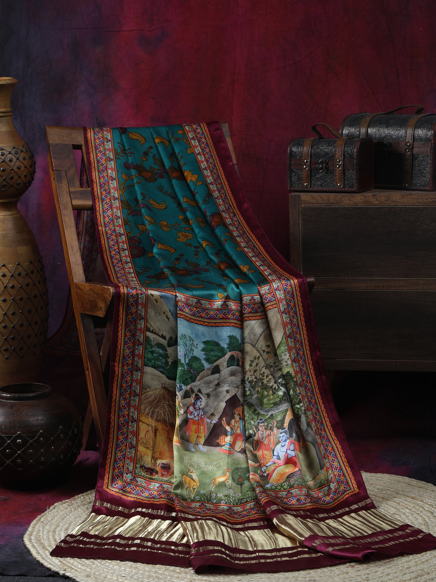 pichwai with kalamkari dupatta