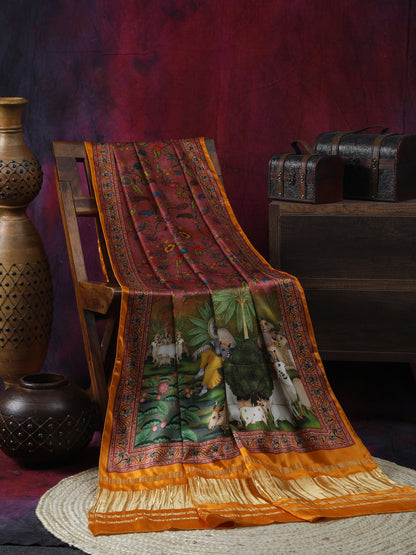 Pichwai With Kalamkari Dupatta