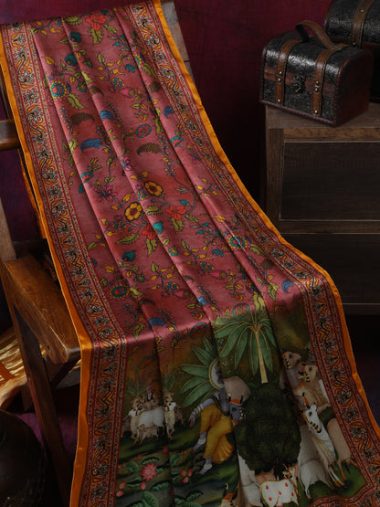 Pichwai With Kalamkari Dupatta
