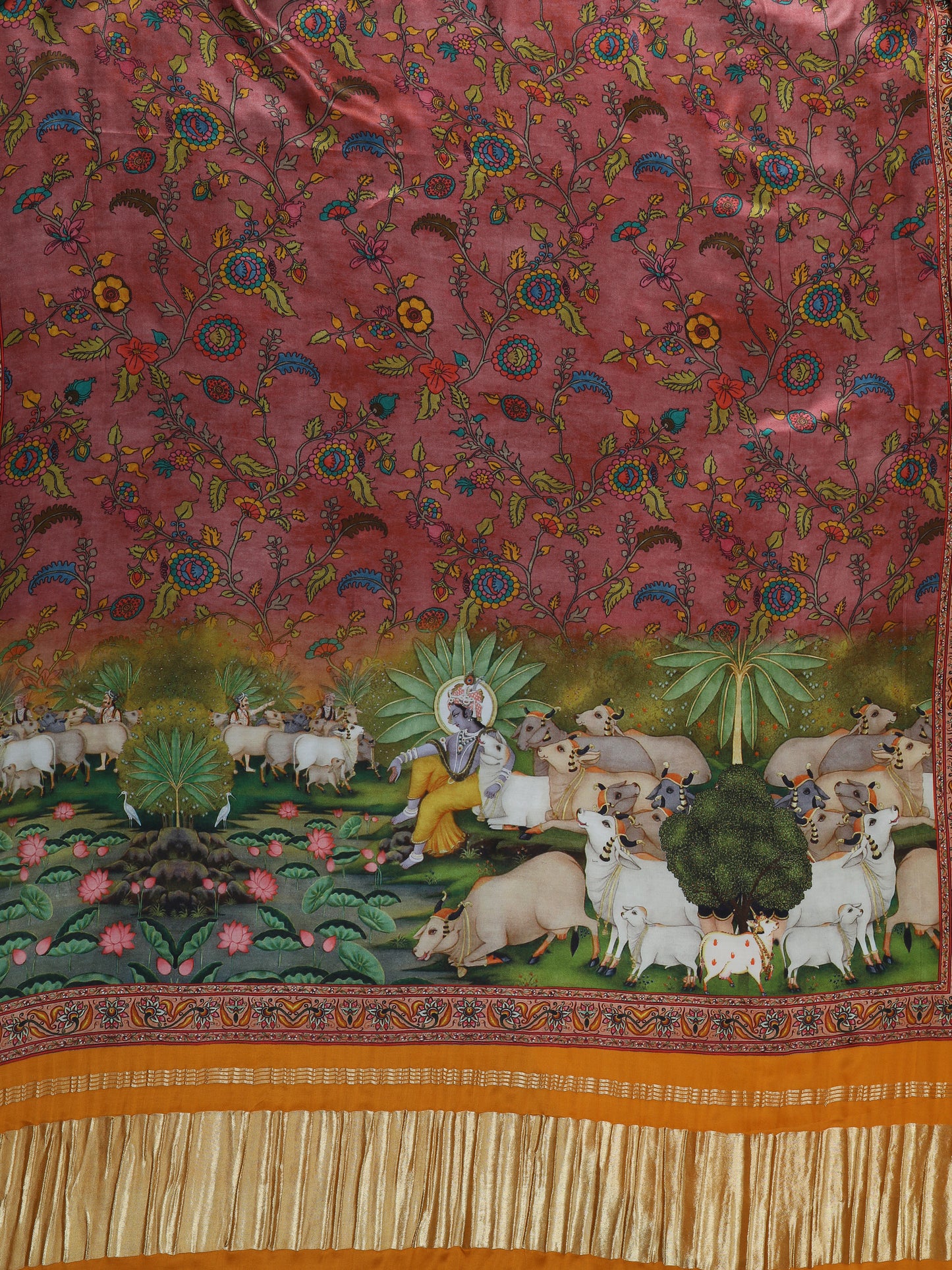 pichwai with kalamkari dupatta