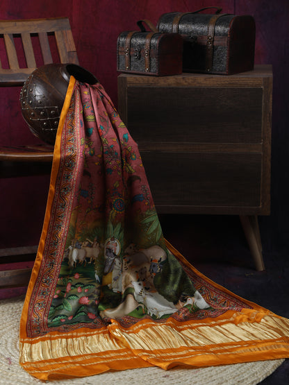 Pichwai With Kalamkari Dupatta