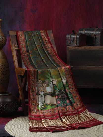 Pichwai With Kalamkari Dupatta