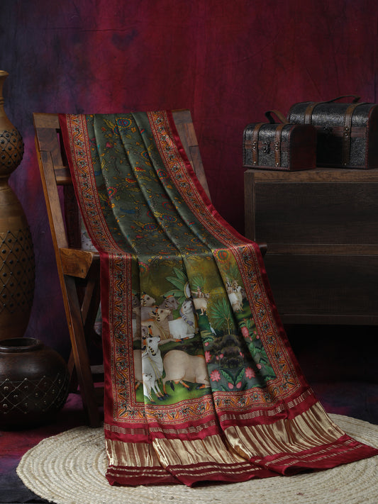 Pichwai With Kalamkari Dupatta