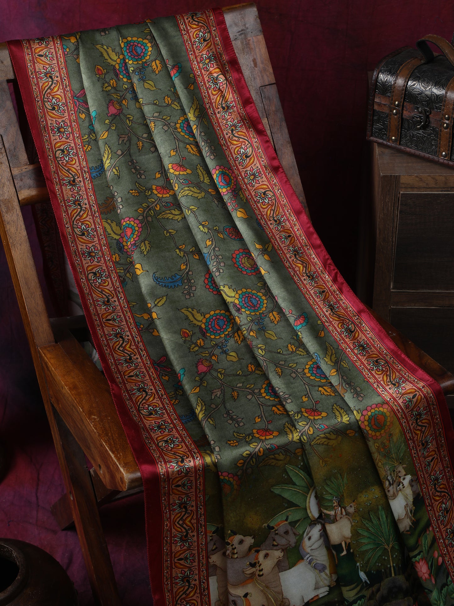 pichwai with kalamkari dupatta