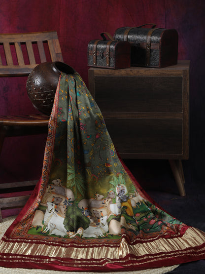 Pichwai With Kalamkari Dupatta