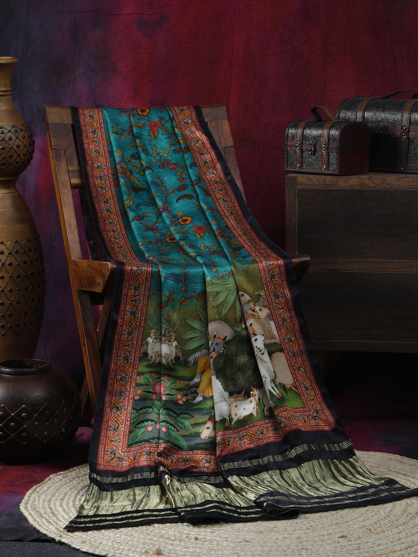pichwai with kalamkari dupatta