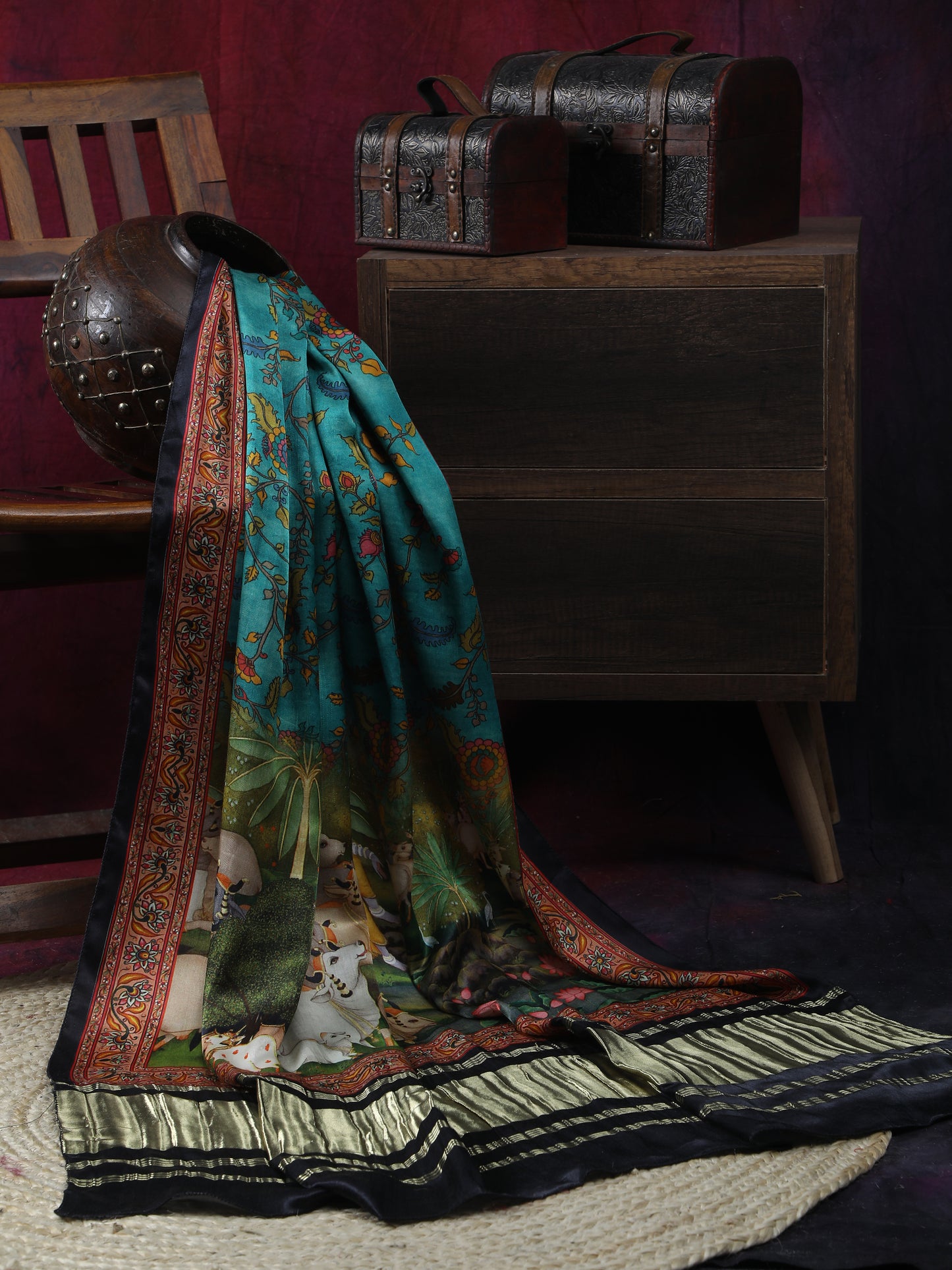 pichwai with kalamkari dupatta