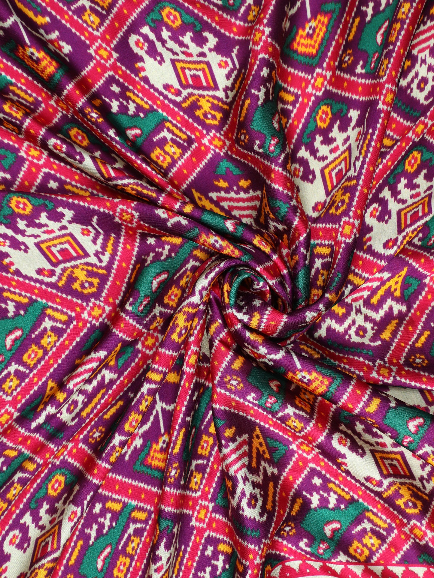 rani & purple ikkat saree with banarasi pallu