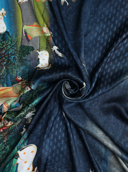 PICHWAI RADHA KRISHNA PRINT SAREE WITH HATHI BANARASI PALLU SAREE