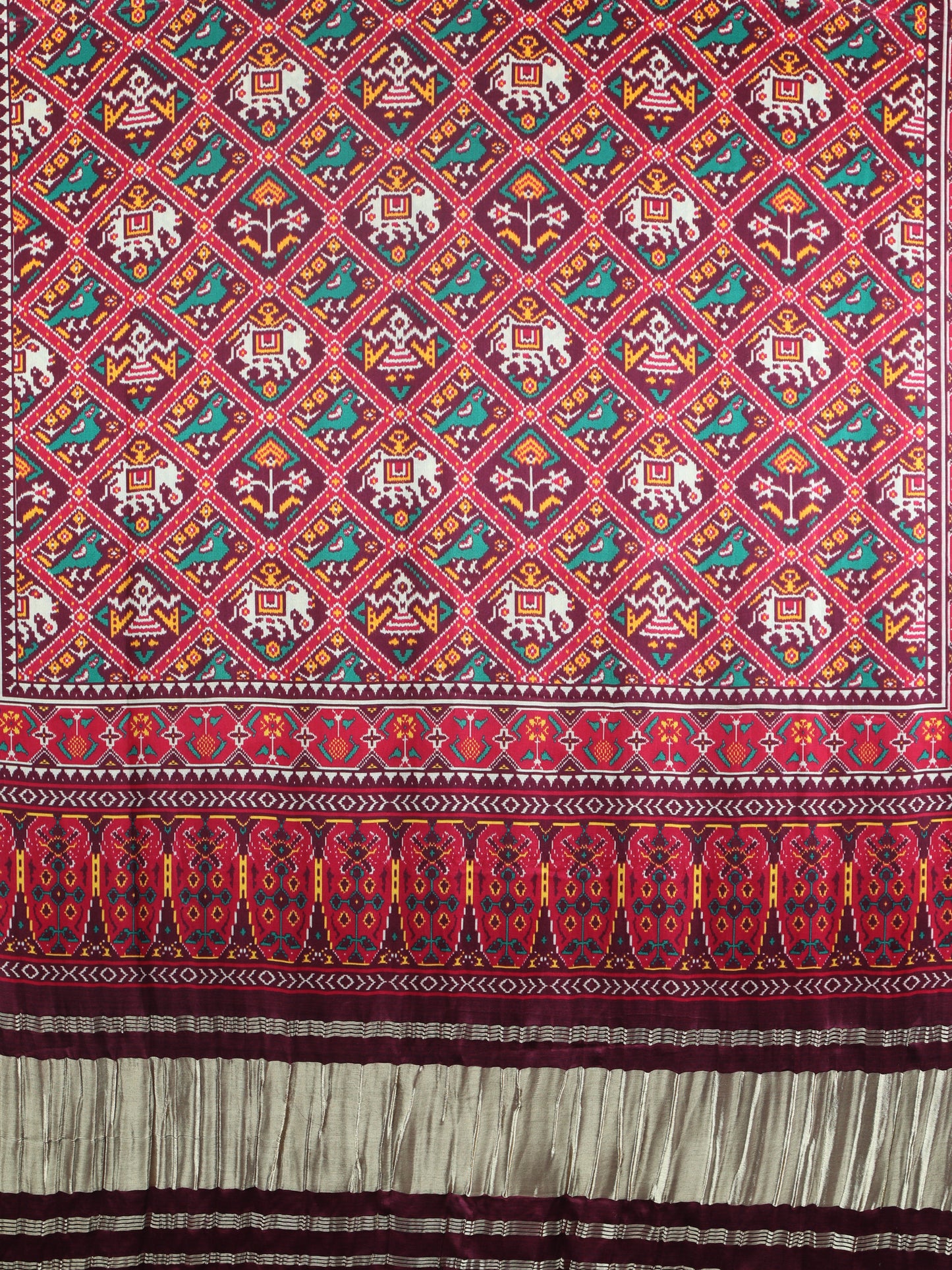 coffe maroon patola ikkat print dupatta in modal silk