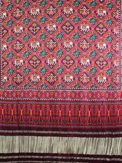 COFFE MAROON PATOLA IKKAT PRINT DUPATTA IN MODAL SILK