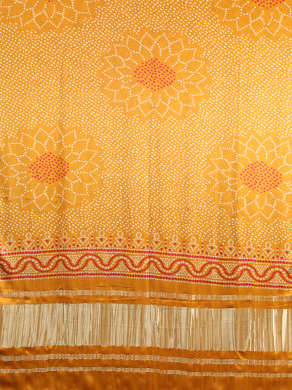 MUSTURED YELLOW SURYAMUKHI BANDHANI PRINT DUPATTA