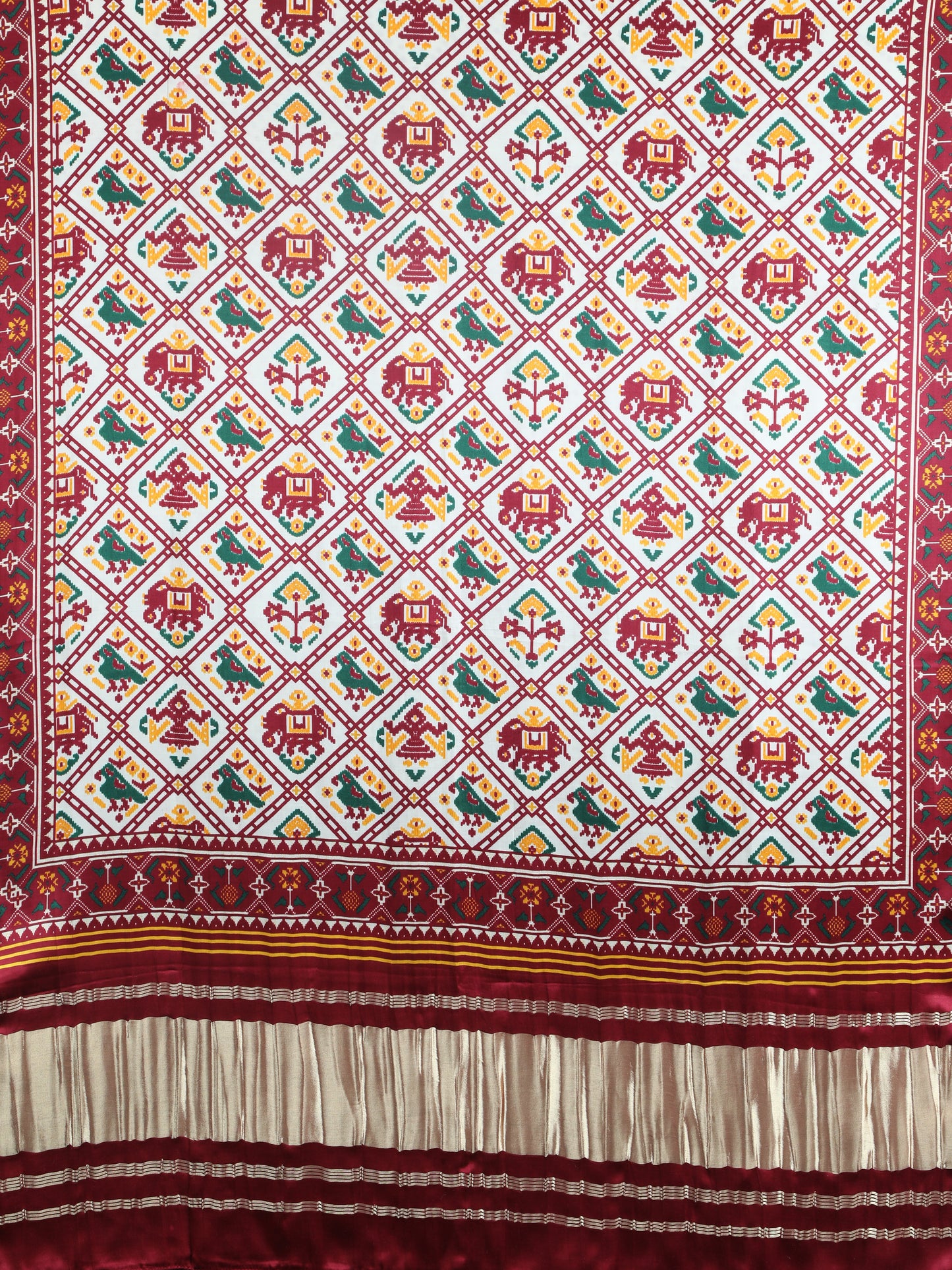 maroon & cream patola ikkat print dupatta