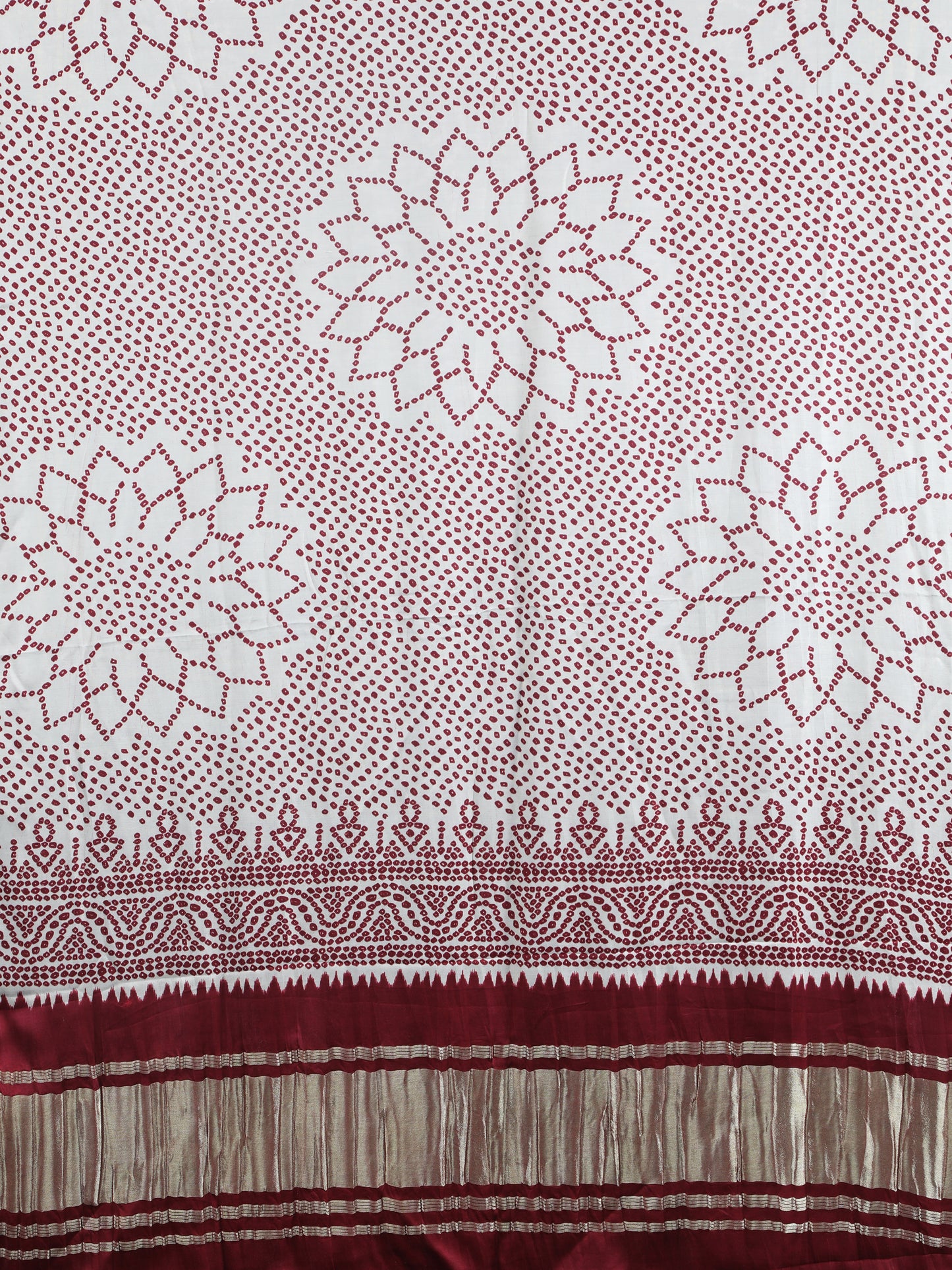 cream maroon suryamukhi bandhani print dupatta