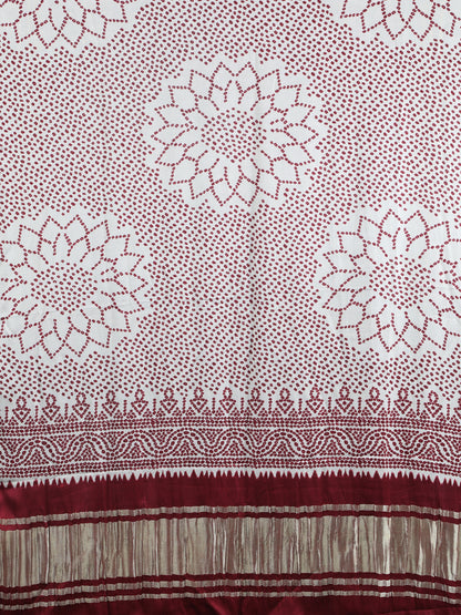 CREAM MAROON SURYAMUKHI BANDHANI PRINT DUPATTA