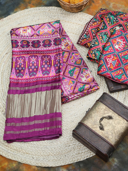 PURPLE MAJANTA PATOLA PRINT DUPATTA IN MODAL SILK