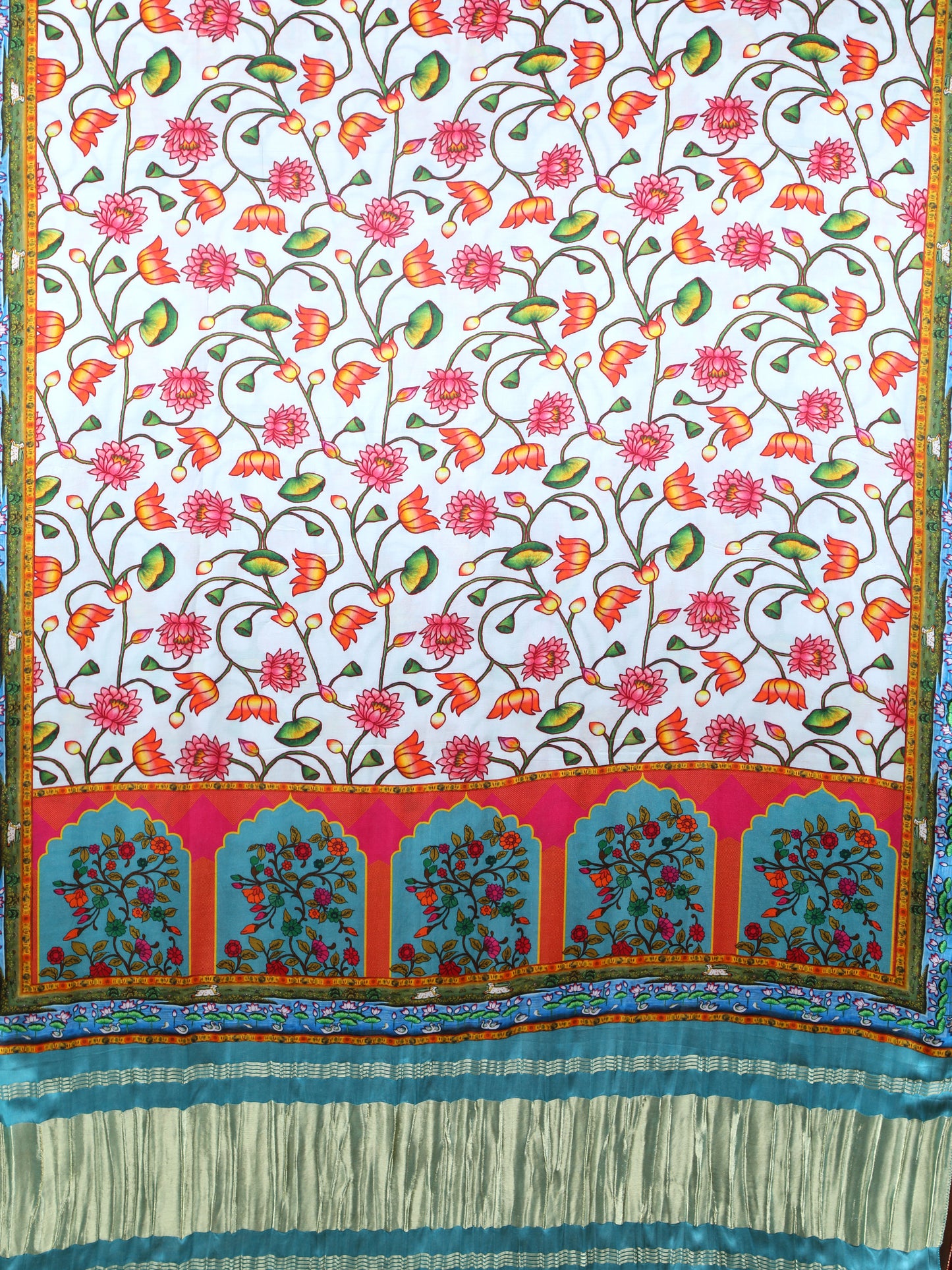 blue pichwai lotus print dupatta
