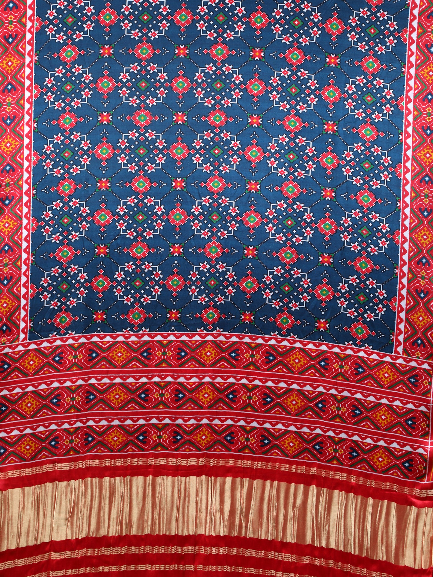 red & blue ikkat patola print dupatta