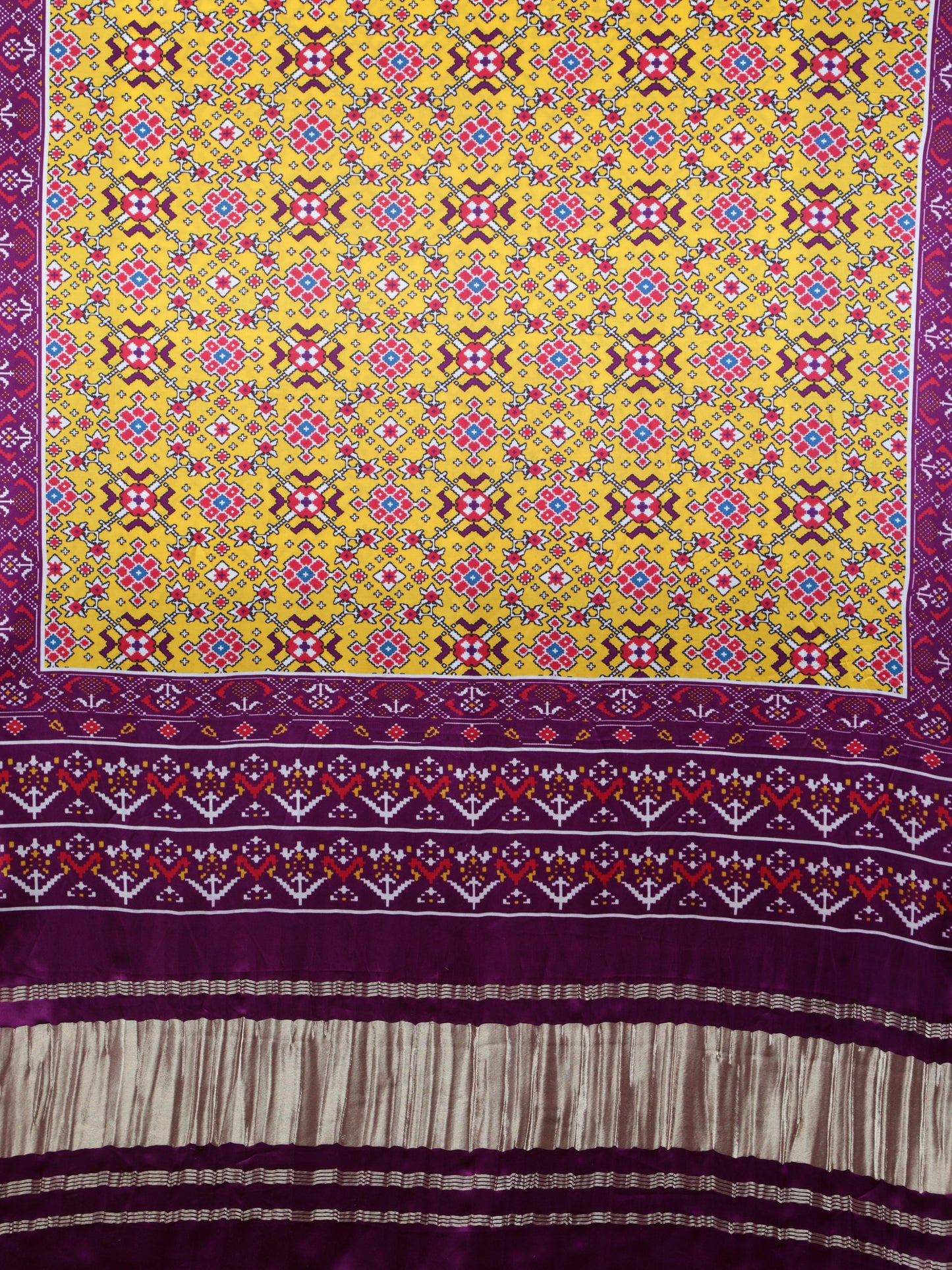 purple & yellow ikkat patola print dupatta