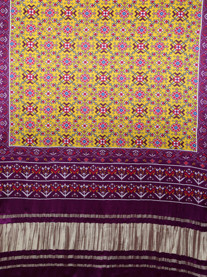PURPLE & YELLOW IKKAT PATOLA PRINT DUPATTA