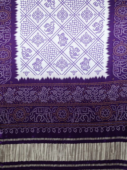 PUREPLE & CREAM BANDHANI PRINT DUPATTA