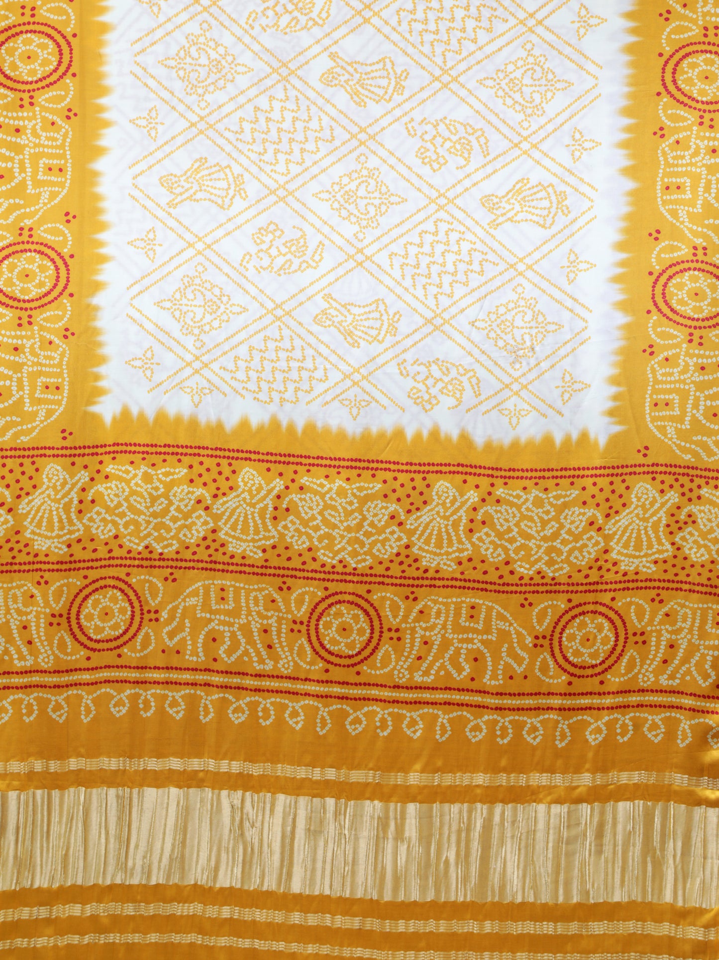 yellow & cream bandhani print dupatta