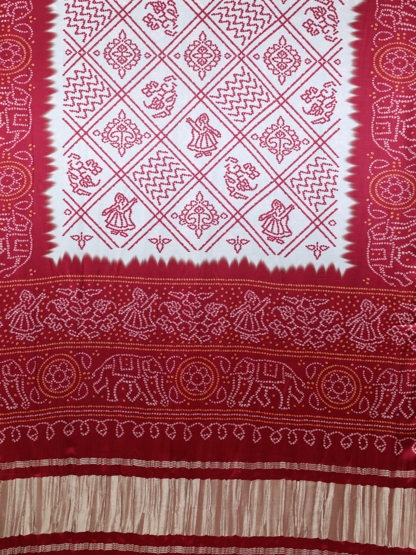 maroon & cream bandhani print dupatta