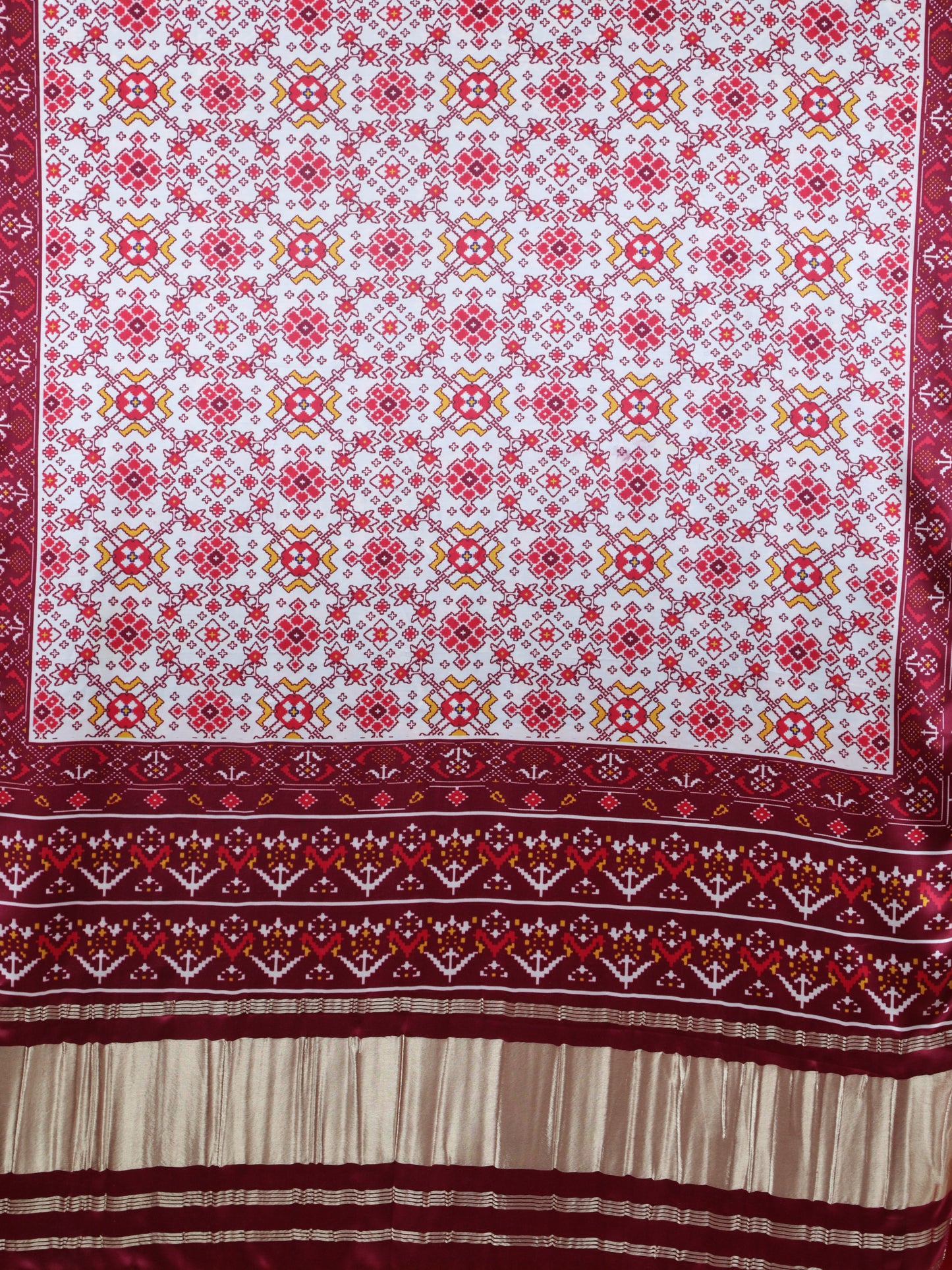 maroon& off white ikkat patola print dupatta