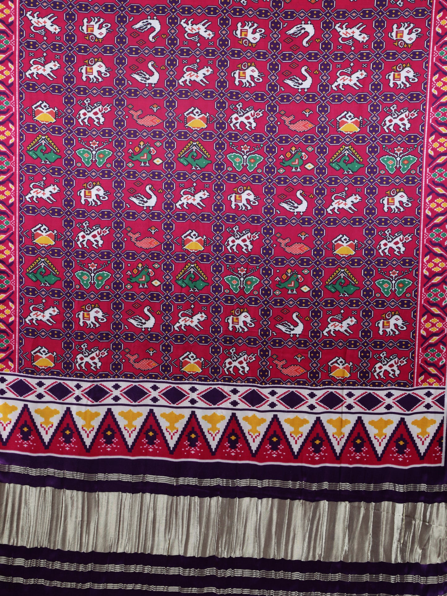 purple& rani ikkat patola print dupatta