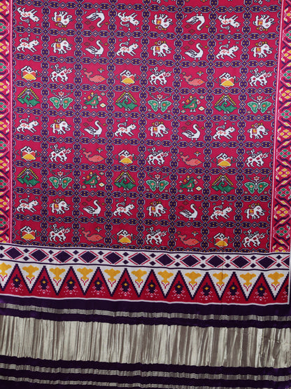 PURPLE& RANI IKKAT PATOLA PRINT DUPATTA