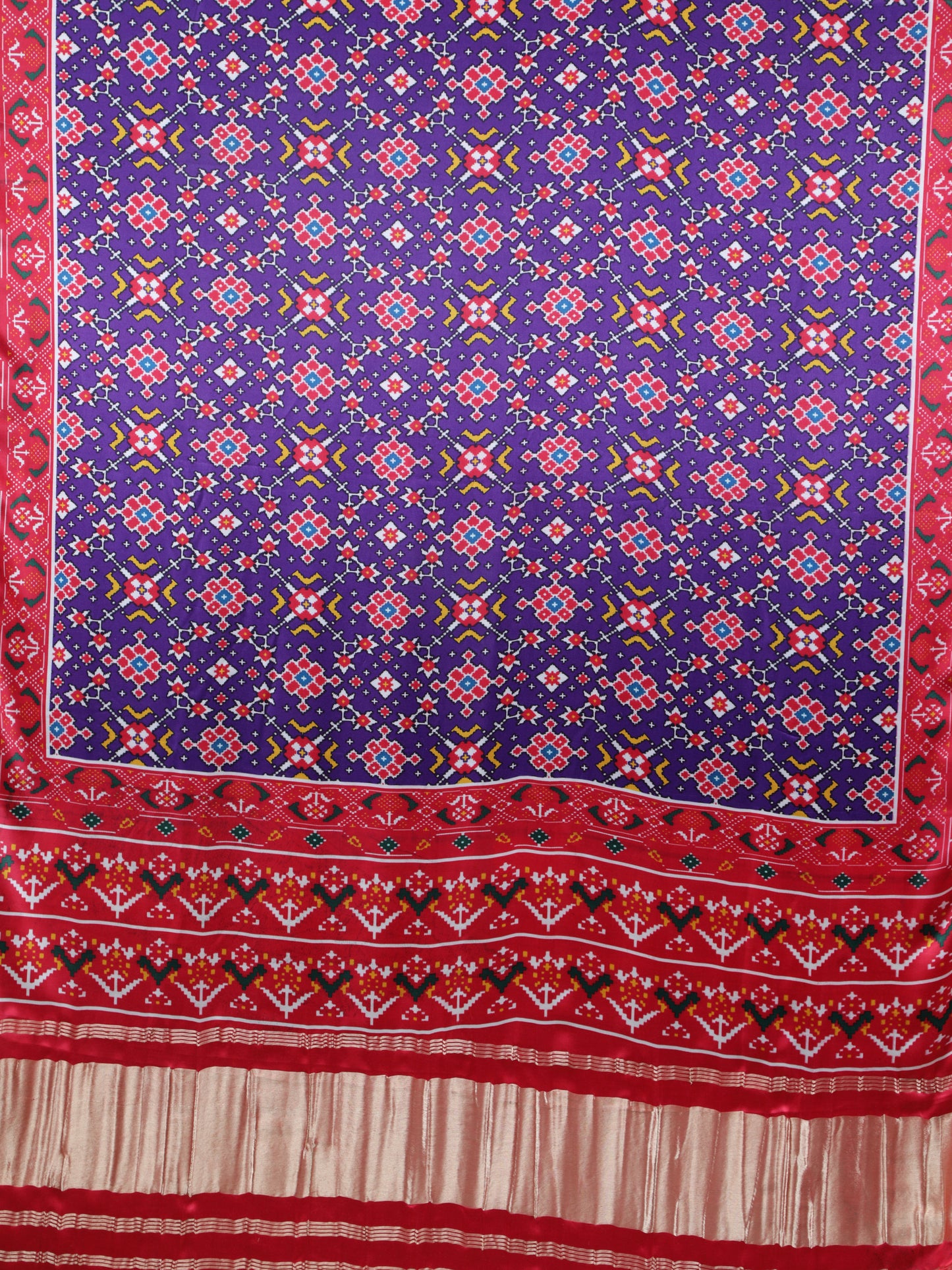 red & purple patola ikkat print dupatta in modal silk