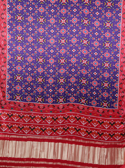 RED & PURPLE PATOLA IKKAT PRINT DUPATTA IN MODAL SILK