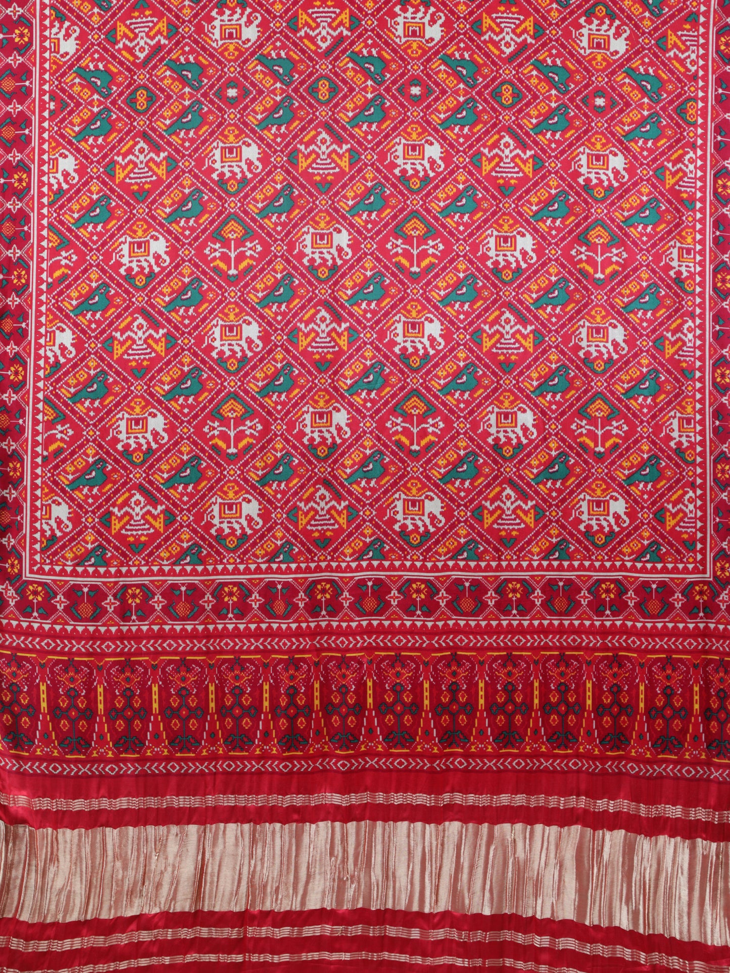 red patola ikkat print dupatta in modal silk