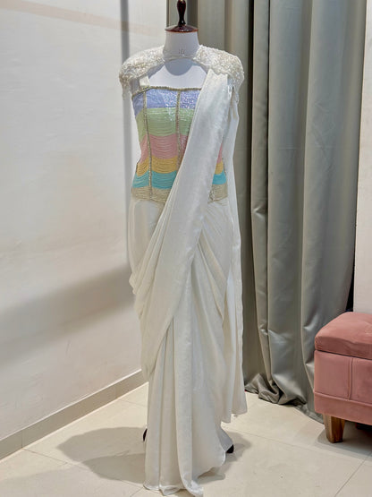 Celeste Pastel Corset Saree