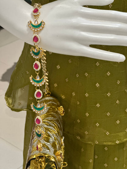 Regal Zari Embroidered Gold Metal Bag