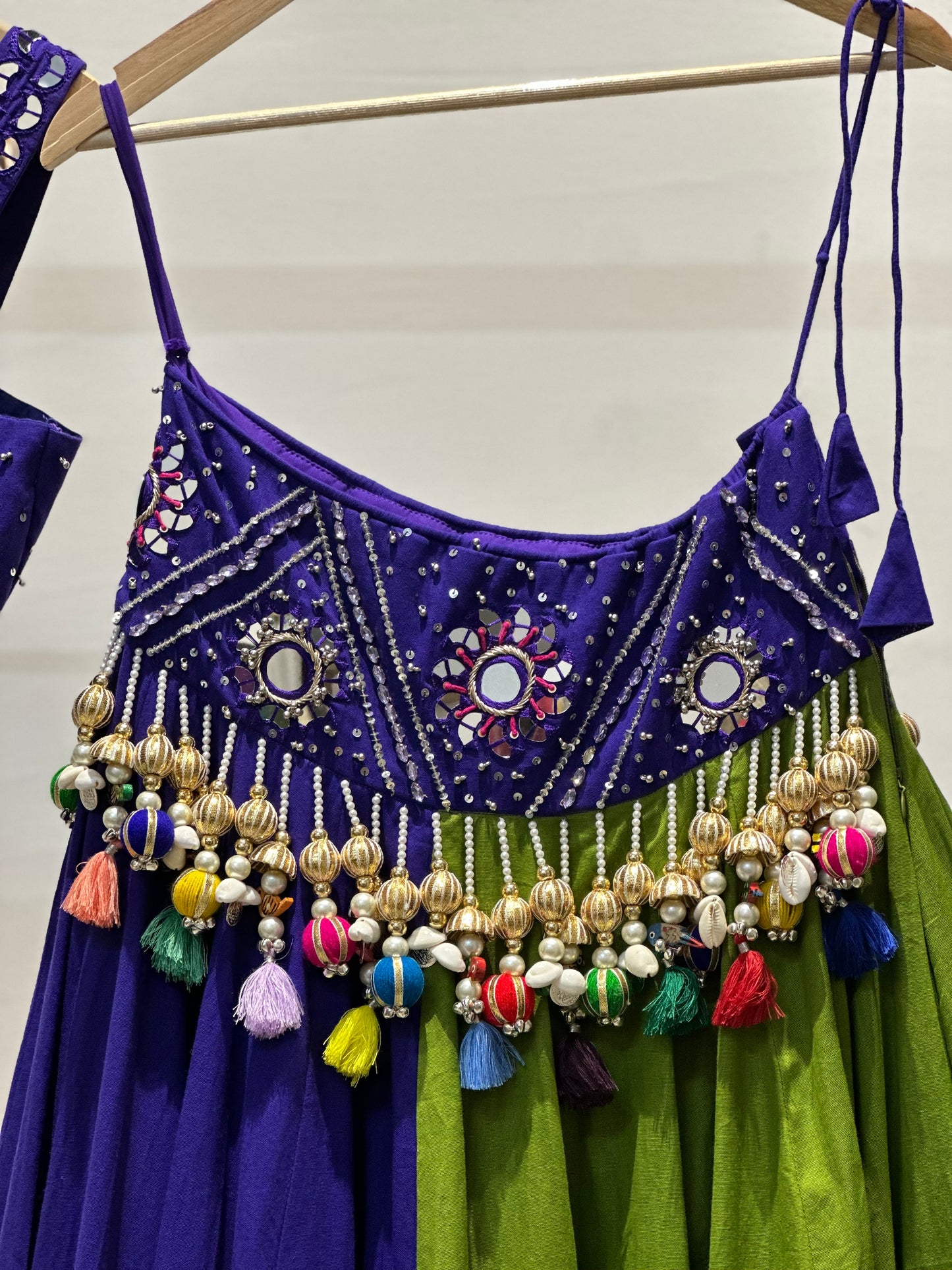 indigo bloom mirror lehenga set
