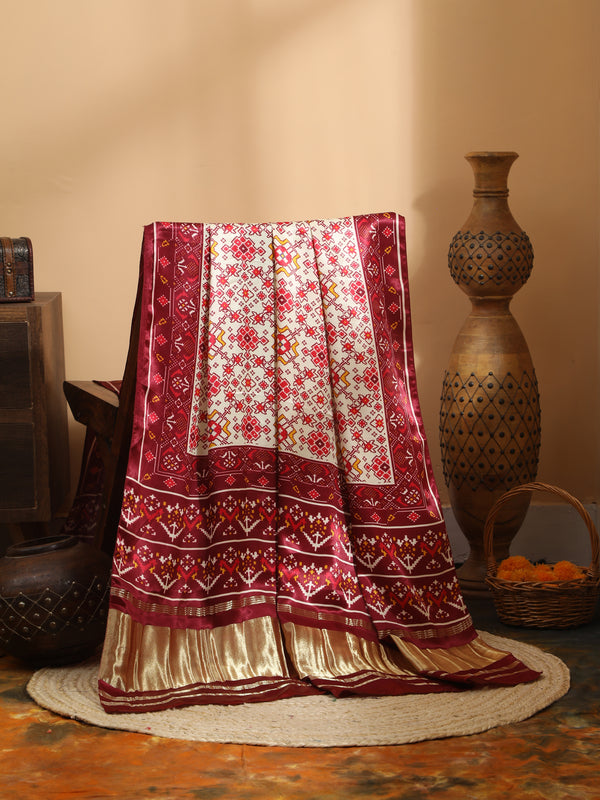 MAROON & CREAM IKKAT PATOLA PRINT DUPATTA
