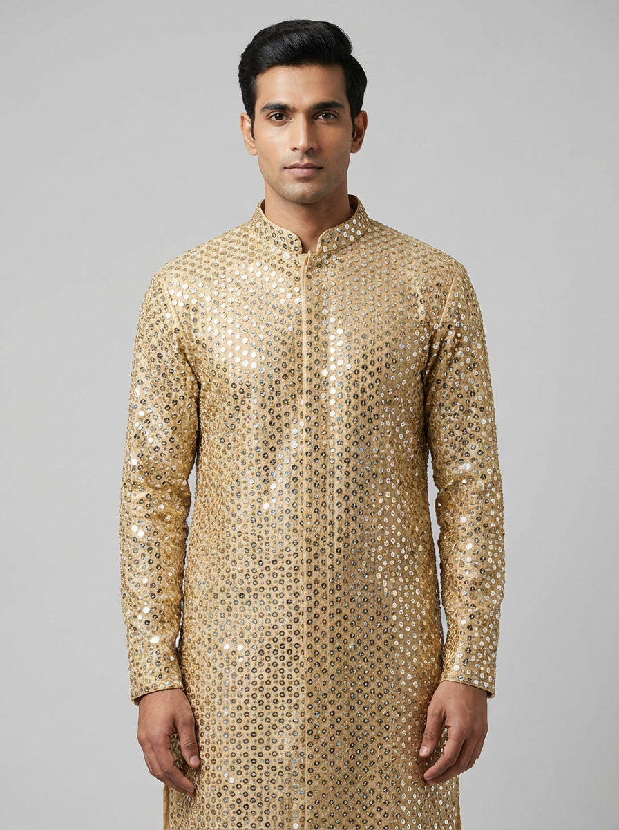 luxurious mirror work kurta