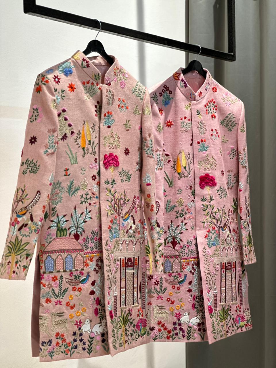 exquisite pink floral embroidered jacket
