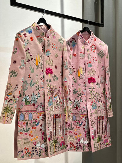 Exquisite Pink Floral Embroidered Jacket