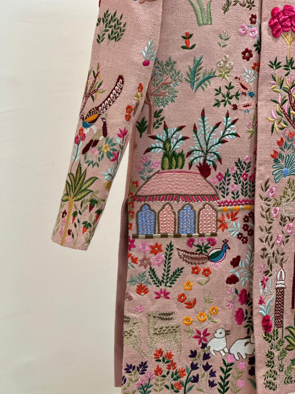 exquisite pink floral embroidered jacket