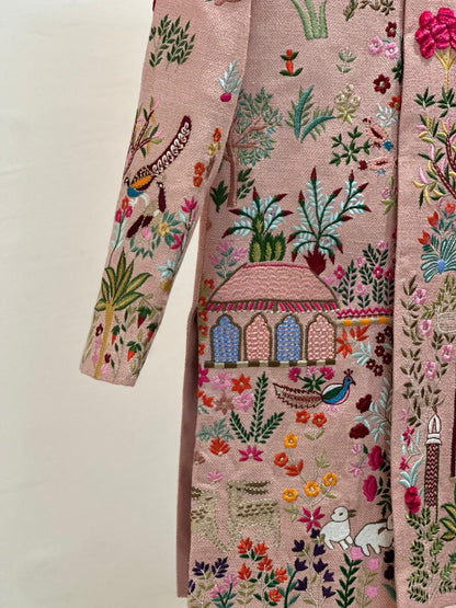 Exquisite Pink Floral Embroidered Jacket
