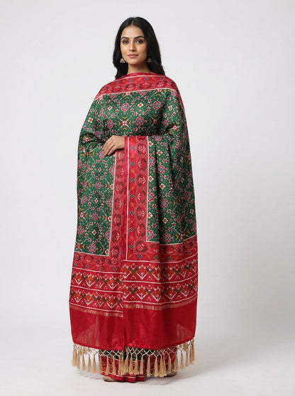 RANI & GREEN IKKAT PATOLA PRINT DUPATTA