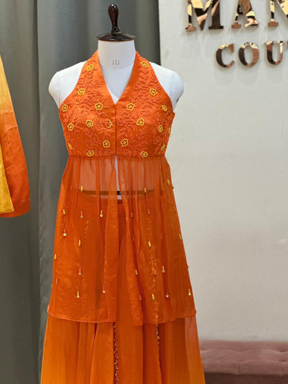 Sunset Gradient Halter Dress