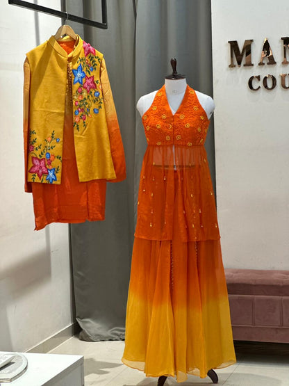 Sunset Gradient Halter Dress