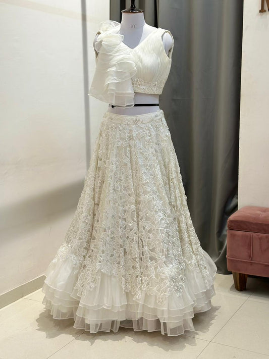 White Embroidered Lehenga Set