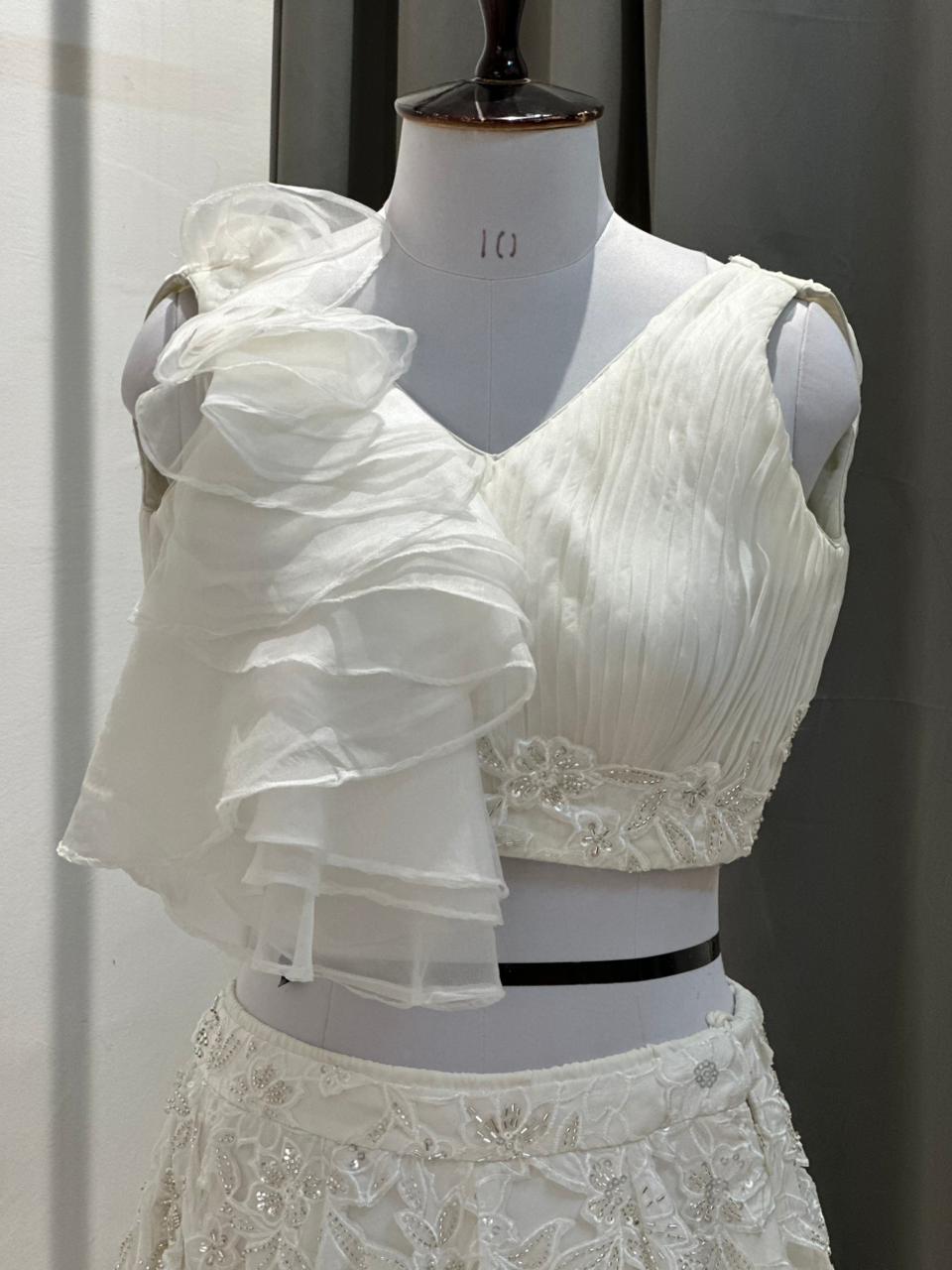 white embroidered lehenga set